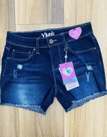 Ripped Dark Jean Short 14