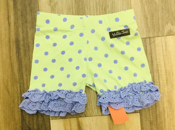 pokadot ruffle shorts green purple