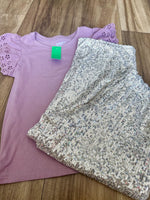 Sequin pant/ Purple top set