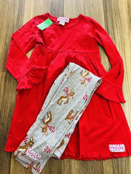 Red tunic w/ reindeer legging