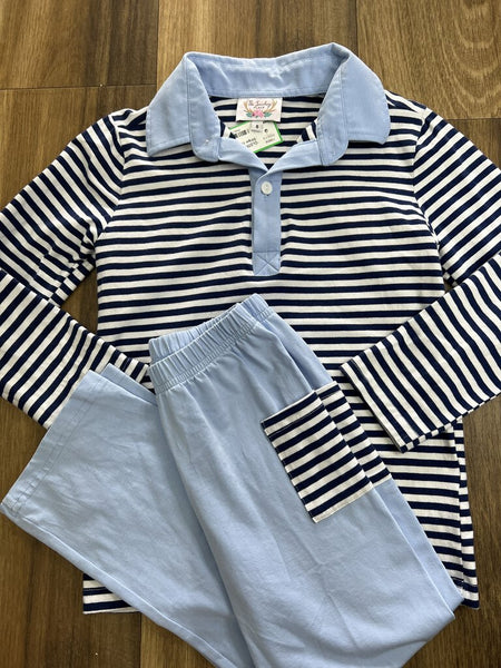 Stripe collar shirt/ Pant set