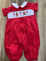 Smocked gingerbread romper