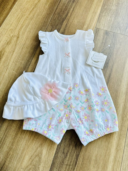 Flower romper w/ hat set NWT