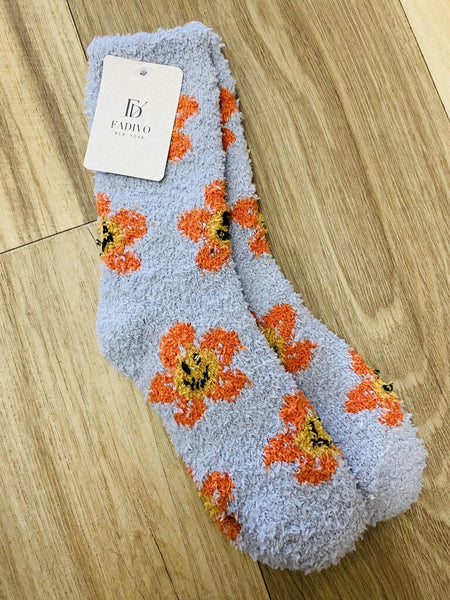 Floral Fuzzy sock